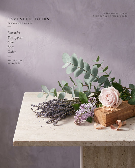 Lavender Hours fragrance notes — ingredients still life
