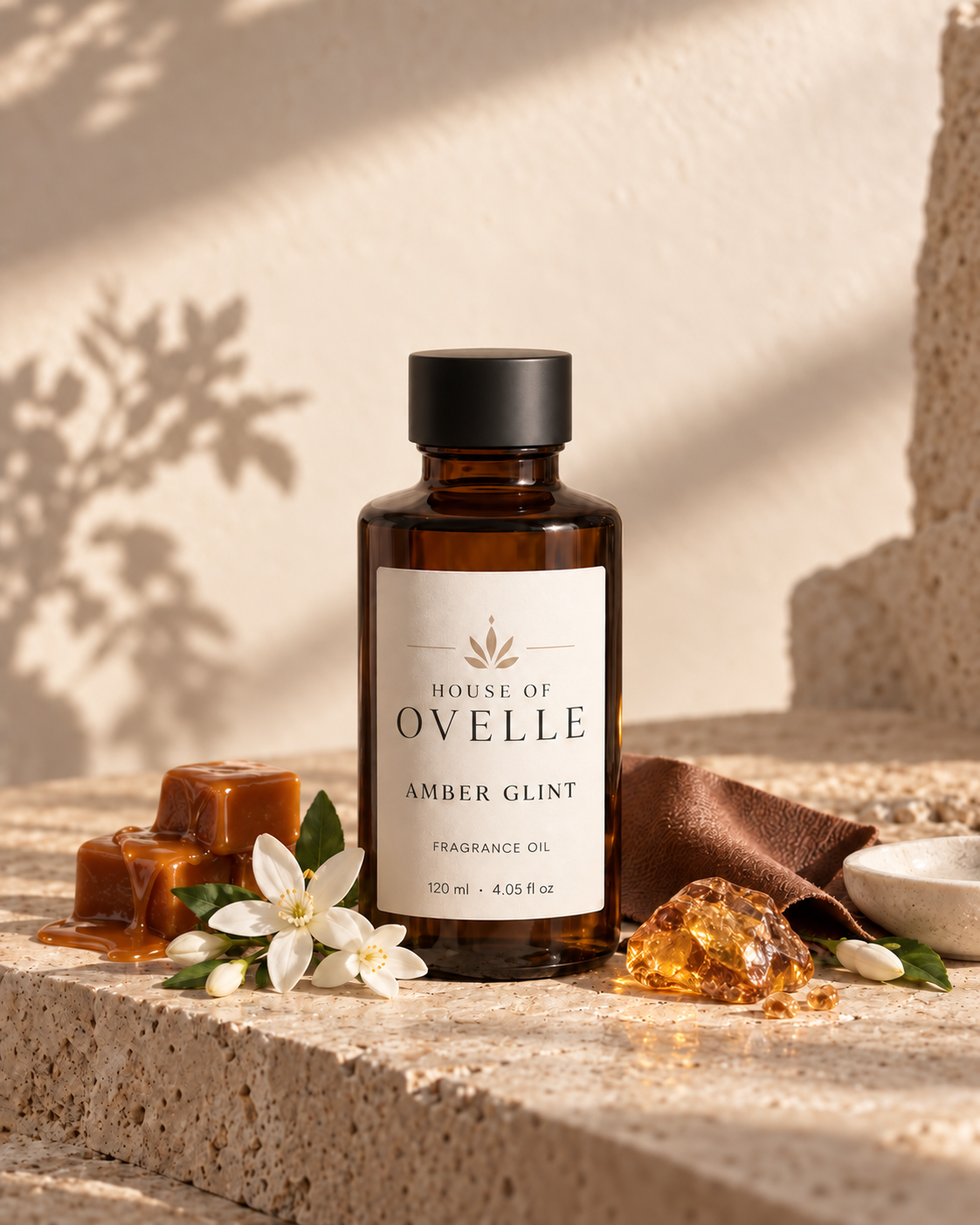 House of Ovelle Amber Glint fragrance oil with scent-inspired ingredients