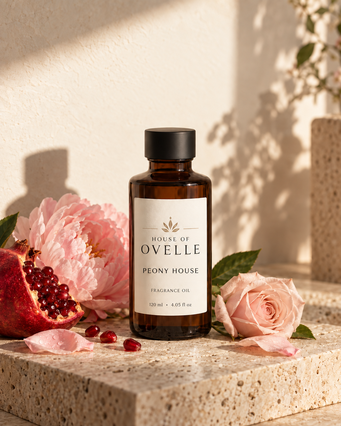 House of Ovelle Peony House fragrance oil with scent-inspired ingredients
