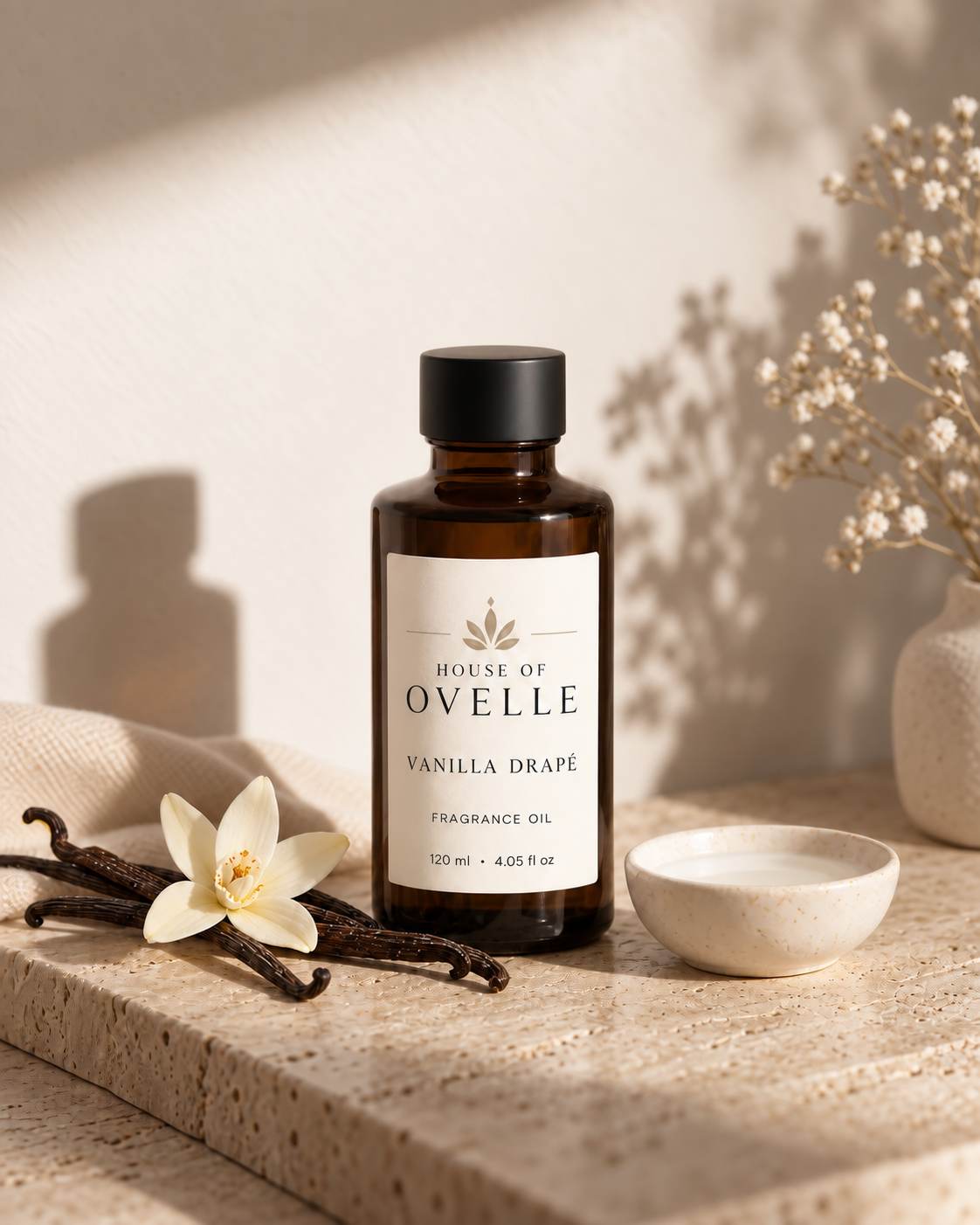 House of Ovelle Vanilla Drapé fragrance oil with scent-inspired ingredients
